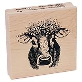 Inkadinkado 60-01738 Floral Cow Wooden Rubber Stamp for Arts and Crafts, 2' x 2'