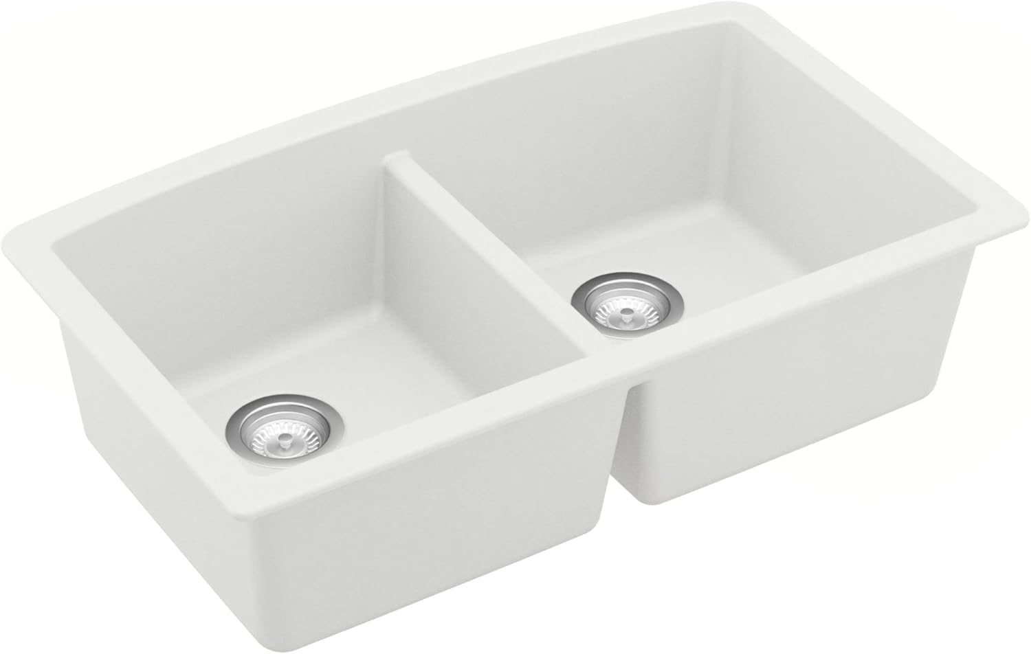 Karran QU-710 Undermount Quartz Composite 32 in. 50/50 Double Bowl Kitchen Sink in White