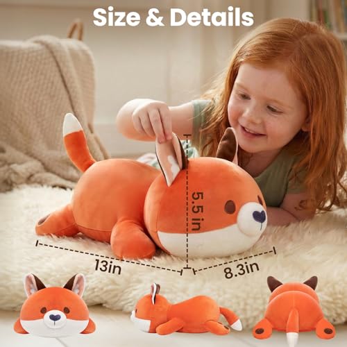 Miniatura 6 de Mewaii Almohadas De Peluche Zorro Naranja Kawaii Juguetes Stitch Que Respira Para Dormir Lindo Cojines De Peluche Animales Para Niños