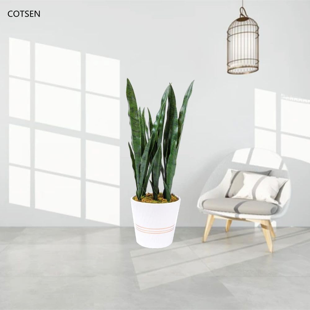 5 Pack Artificial Snake Plants Faux Agave Plant Fake Sansevieria Unpotted 30 inch Artificial Plants Suitable for Garden Home Office Indoor Outdoor Decoration (Yellow Green)