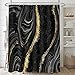 Nkzply 4 Pcs Black Marble Shower Curtain Sets with Rugs Gold Bathroom Sets with Shower Curtain and Rugs Modern Abstract Bathroom Decor Accessories Shower Curtains for Bathroom Toilet Lid Cover