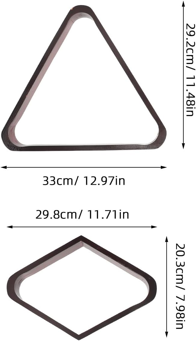 1 Set Solid Wood Pool Ball Rack, 2-1/4" Pool Table Ball Holder Positioning Rack - Brush and Chalk - Billiard Snooker Games Supplies