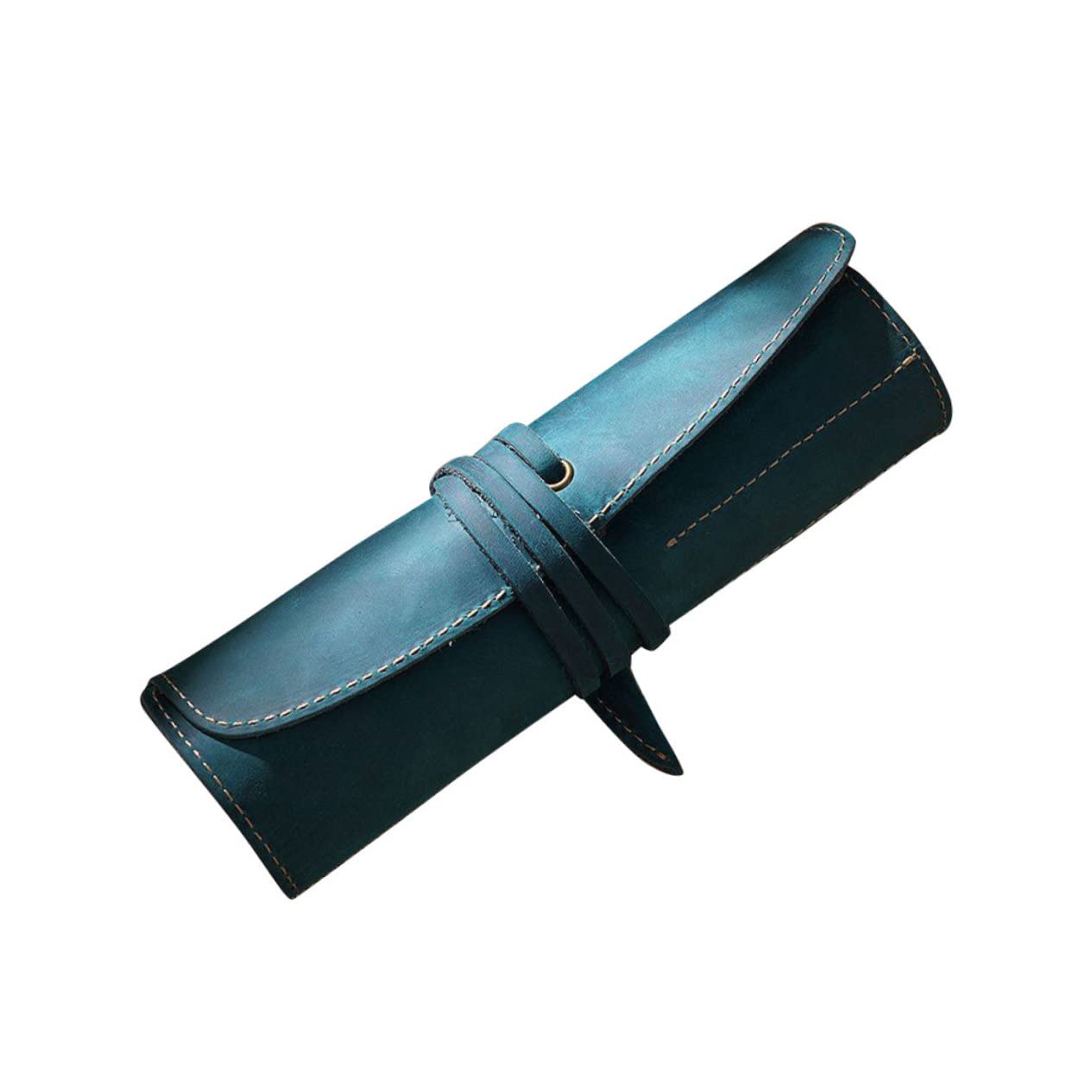 Estuche para Lápices de Cuero Azul Estilo Vintage Retro
