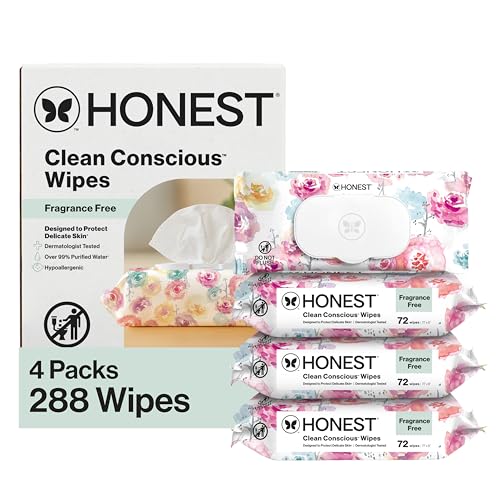 Image of The Honest Company Hypoallergenic Multi-Use Baby Wipes for Sensitive Skin, Rose Blossom, 288 Count