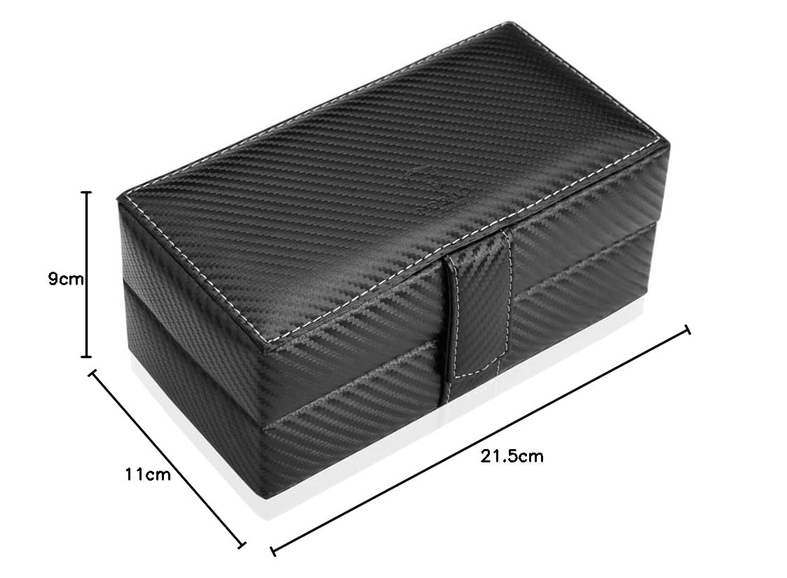 MODALO Gallante Uhrenbox für 3 Uhren – Elegante Uhren Aufbewahrungsbox mit weichem Innenfutter – Stilvolles Design für Damen & Herren (Mattes Carbon)