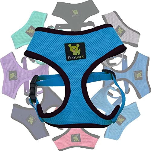 Image of EcoBark Dog Harness - Eco-Friendly Max Comfort Harnesses - Luxurious Soft Mesh Halter - Over the Head Harness Vest- No Pull and No Choke for Puppy, Small Breeds & Medium Dogs (Large, Teal Blue)