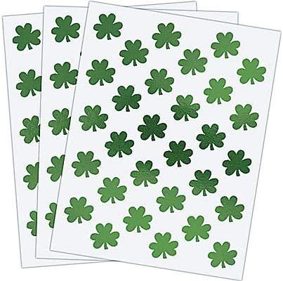 Amscan Shamrock Metallic Foil Sticker Sheets - 6" | 3 Sheets | Perfect Green Stickers For Kids, St. Patrick's Day Decorations, Party Supplies, Party Favors For Kids & More