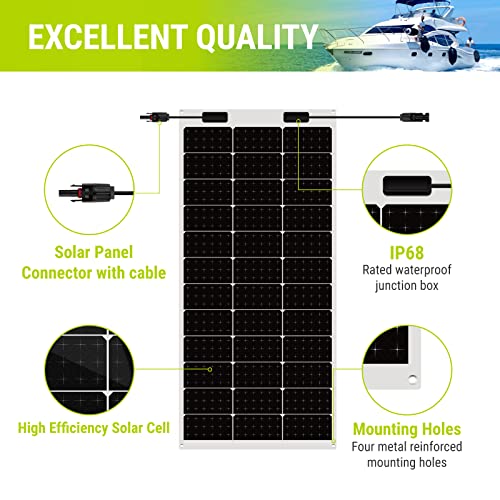 Newpowa Flexible Solar Panel 100W 12 Volt Monocrystalline Semi-Flexible Bendable Mono Ultra Lightweight High Efficiency Charger Off-Grid For Uneven Surfaces Marine Rv Cabin Va #TOP3