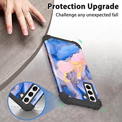 Rancase For Galaxy S21 Fe 5G Case,Three Layer Heavy Duty Shockproof Protection Hard Plastic Bumper +Soft Silicone Rubber Protective Case For Samsung Galaxy S21 Fe 5G,Blue #TOP5