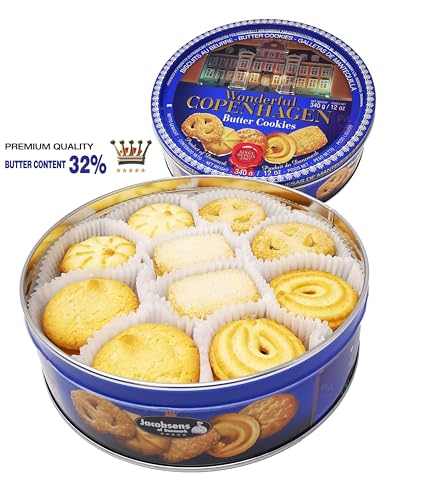 Danish Butter Cookies 340g (12 Ounce) with 32% Butter Content - in Wonderful Copenhagen Tin with Embossed Lid by Jacobsens of Denmark - Traditional Biscuit Tin Gift - Image 8