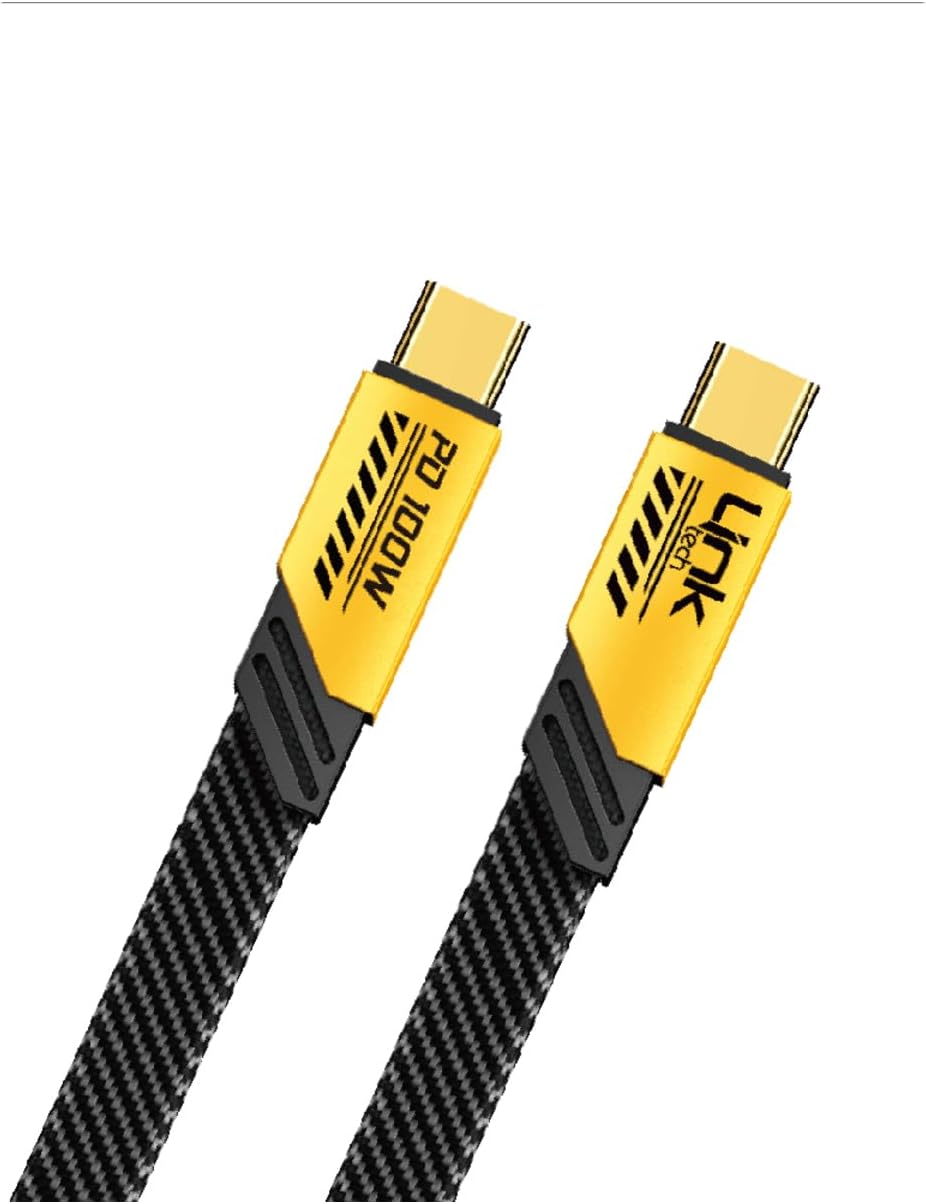 Linktech K472 Mecha Style Type-C to Type-C 100W 1.2mt Şarj Kablosu Sarı
