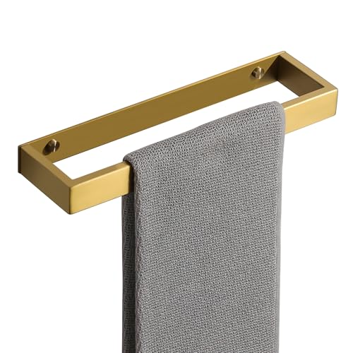 Sayayo Brushed Gold Towel Bar 12 Inch, Screw or Adhesive Hand Towel Holder