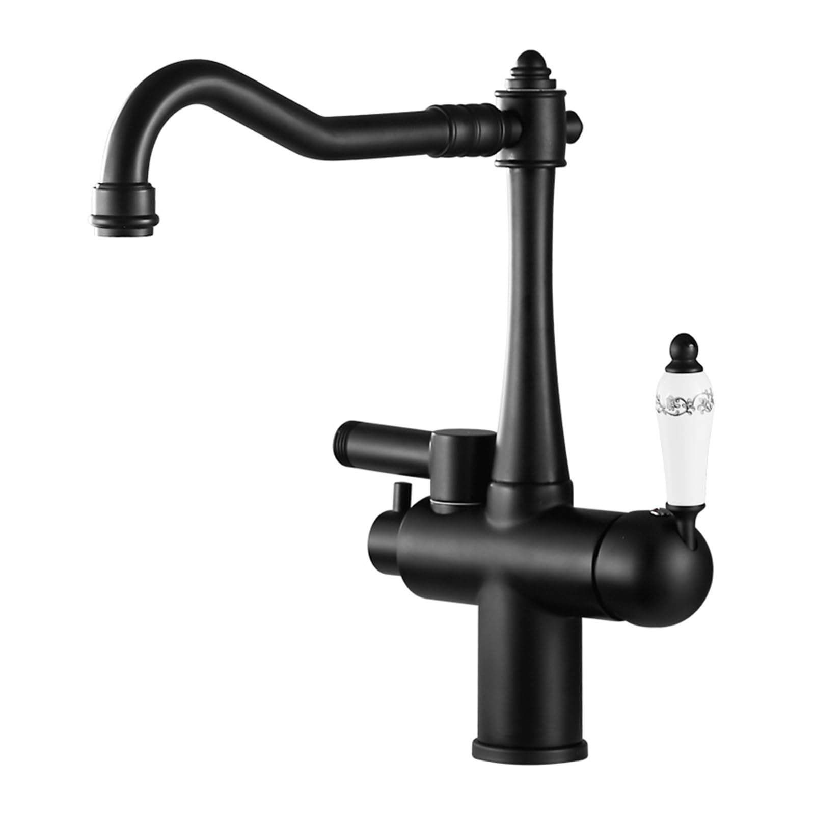 ZQFHSX Kitchen Faucet with Dishwasher Connection, Swivel Design, Dual Handle Tap, Brass-Chrome Plated for Sink