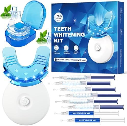 Teeth Whitening Kit: Teeth Whitener for Sensitive Teeth- 6 Whitening Gels, 2 Desensitizing Gels, Mouth Tray with Case - Carbamide Peroxide Formula for a Stunningly Bright White Smile