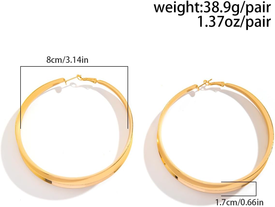 Gold Chunky Hoop Earrings for Women Thick Gold Hoop Earrings Hypoallergenic Lightweight Gold Hoop Large Earrings Statement Earrings Jewelry for Women - Image 6