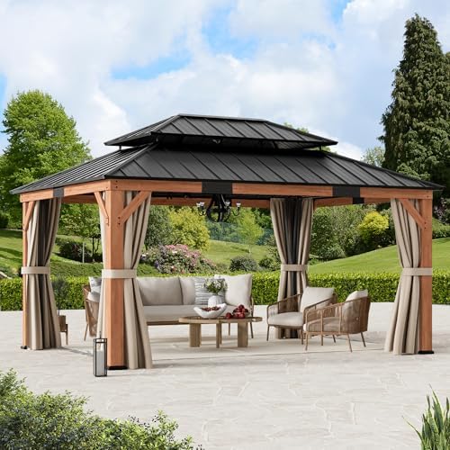 Modern Shade Rosewood Wood Gazebo 12