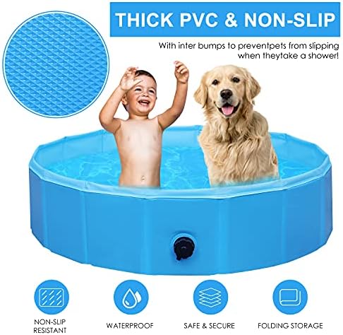Dog Pool, Dog Swimming Pool for Large & Small Dogs, Foldable Swimming Pool with PVC Non-Slip Wear-resistant,120 x 30cm