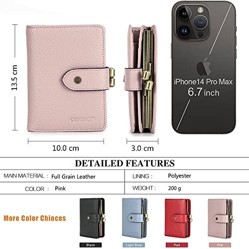 Full Grain Leather Kiss Lock Wallet for Women Small Kiss Clasp Coin Purse Red Bifold Card Holder with Rfid Blocking3