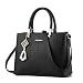 BestoU Sac a Main Femmes PU Cuir Bandoulière Sac à D'épaule Fourre-Tout (Noir)