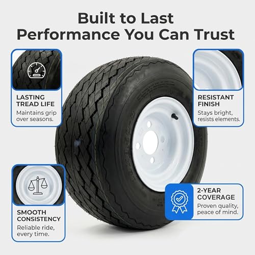 Image of eCustomrim 2-Pack Golf Cart Tires On Rims 18-850-8 18X8.50-8 White 4 Lug