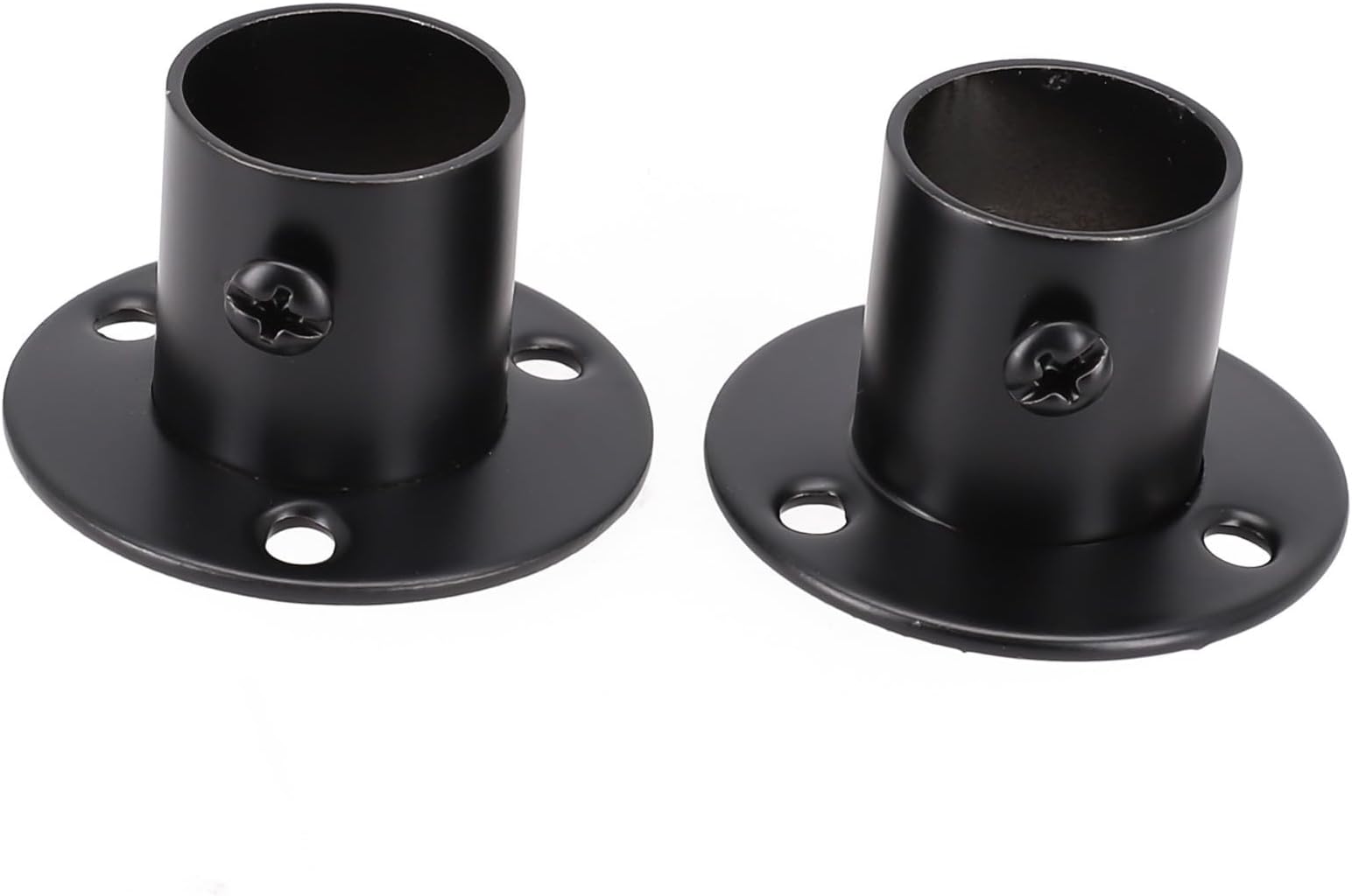 Stainless Steel Wardrobe Rail Support Bracket with Flange for 19-32mm Rods, Black End Socket for Clothes or Towel For Bars – Bathroom, Bedroom, Kitchen, Balcony(22mm)