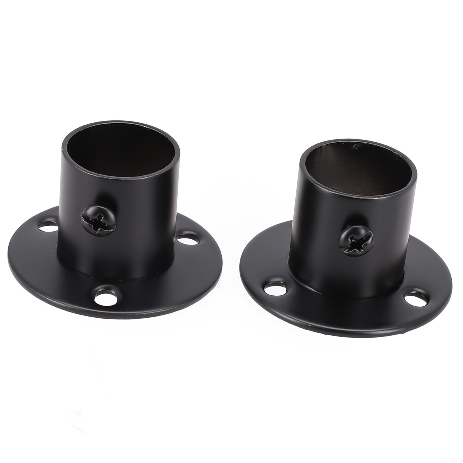 Stainless Steel Wardrobe Rail Support Bracket with Flange for 19-32mm Rods, Black End Socket for Clothes or Towel For Bars – Bathroom, Bedroom, Kitchen, Balcony(22mm)