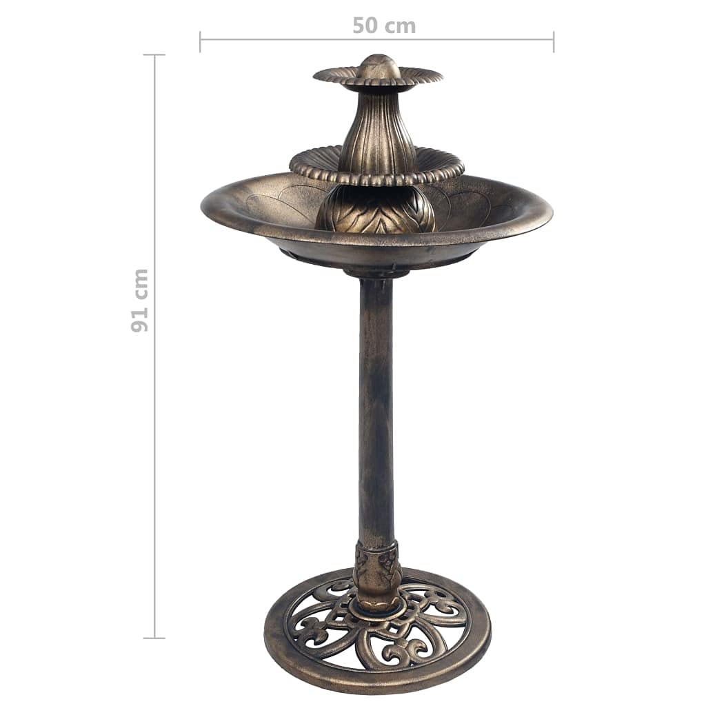 Mangloder - Baño para pájaros con fuente de bronce, plástico, 50 x 91 cm, para jardín, balcón, terraza, resistente a la intemperie, a las heladas, decoración exterior, bebedero para pájaros, cuenco
