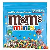 M&M'S MINIS Milk Chocolate Candy Assortment, Family Size, 16.9 oz Resealable Bulk Chocolate Candy Bag