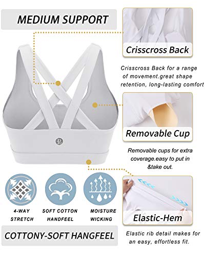 Image of RUNNING GIRL Sports Bras for Women,Padded Strappy Sports Bras Criss-Cross Back Medium Support Sports Bras with Removable Cups