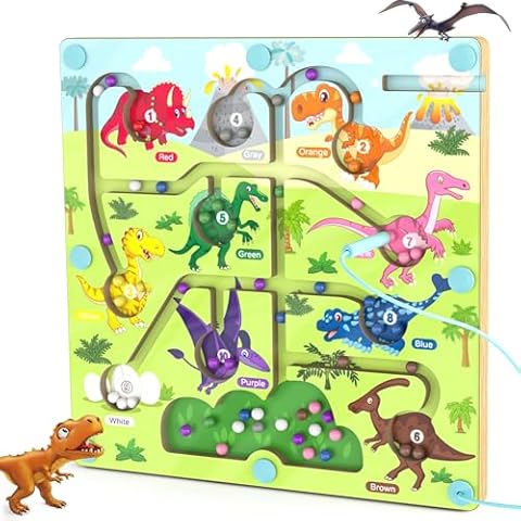Magnetic Color and Number Maze, Montessori Busy Toys for 2 3 4 5 Year Old, Wooden Puzzle Activity Board, Learning Educational Toddler Toy for Kids 3 4 5 Year Old, Toddler Travel Toys for Preschoolers Cover