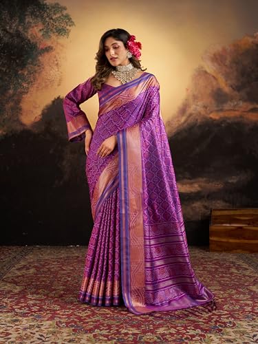 Image of SWORNOF Women's Kanjivaram Soft Silk Banarasi Sarees With Unstiched Blouse Piece