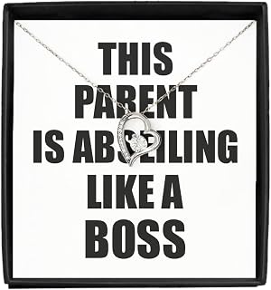 This Parent Is Abseiling Like A Boss Necklace Pendant Funny Gift Idea Family Present Jewelry With Chain Message Card Box