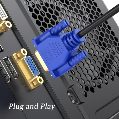 Image of VGA Cable 8FT, VGA Cord for Computer Monitor 8 Foot VGA Monitor Cable Shielded 1080P 15-Pin Gold-Plated for Laptop TV Projector Monitor
