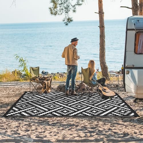 Image of GENIMO Outdoor Rug, Waterproof Plastic Rugs for Patio, 6'x9' Ink White
