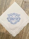 Personalized Wedding Handkerchief - Embroidered Bridal Gifts, Monogrammed hanky for Women Something Blue, Sentimental Hankie, Bouquet Wrap, Keepsake Gift from Fathers, Mothers, Grooms or Brides