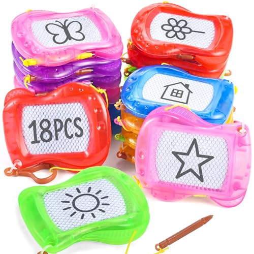 GOLDGE 18 Pcs Mini Magnetic Drawing Board for Kids (6 Colors)