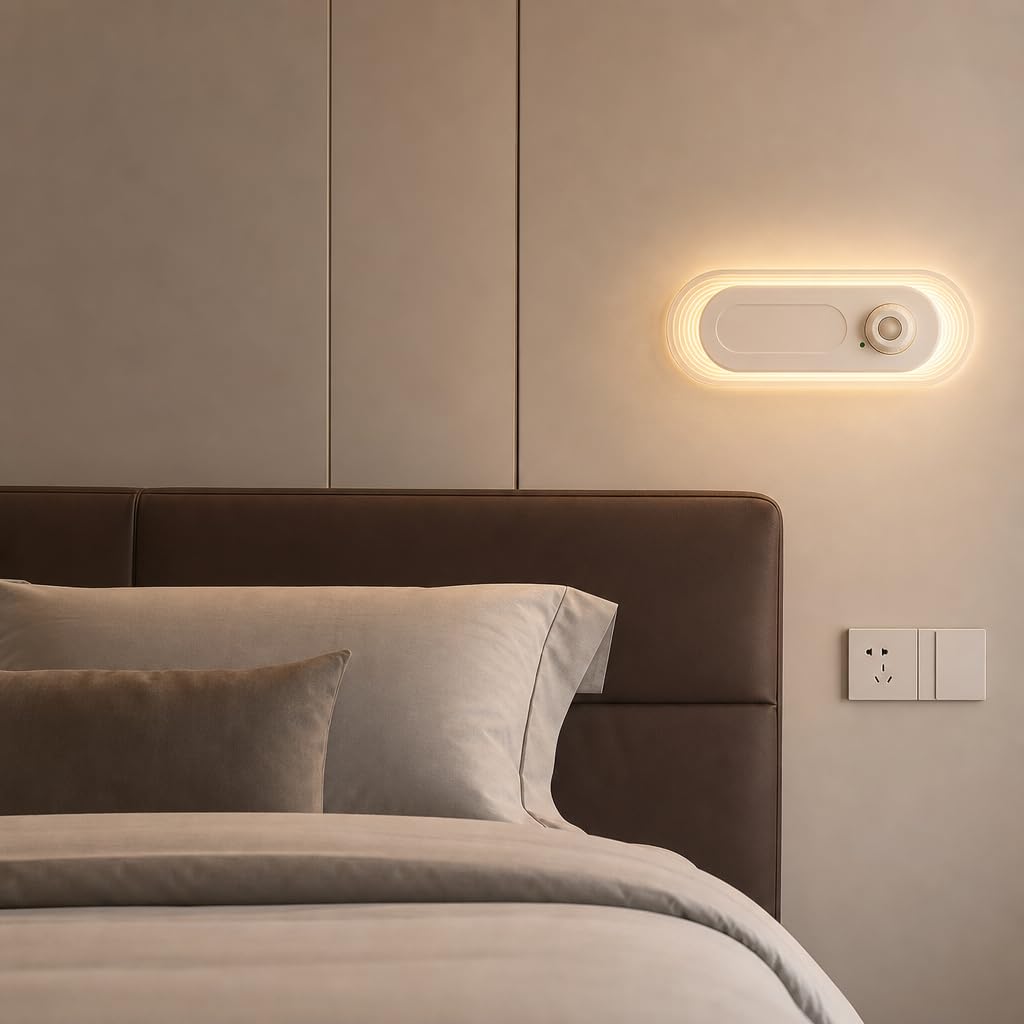 LED Akku Wandleuchte mit Bewegungsmelder Dimmbar Wandlampe Batteriebetriebene USB Aufladbar Kabellos Nachtlicht Ohne Stromanschluss Magnetische Wandlichte für Küche Kleiderschrank Kinderzimmer