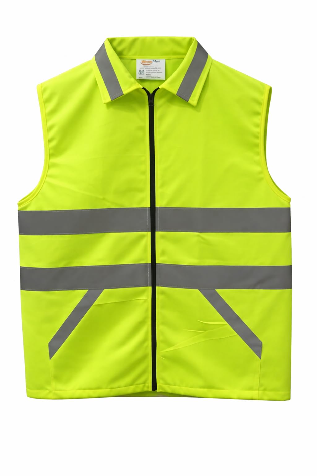 High Visibility Fluorscent Green Reflective Safety Jacket with Zipper Front-image-8