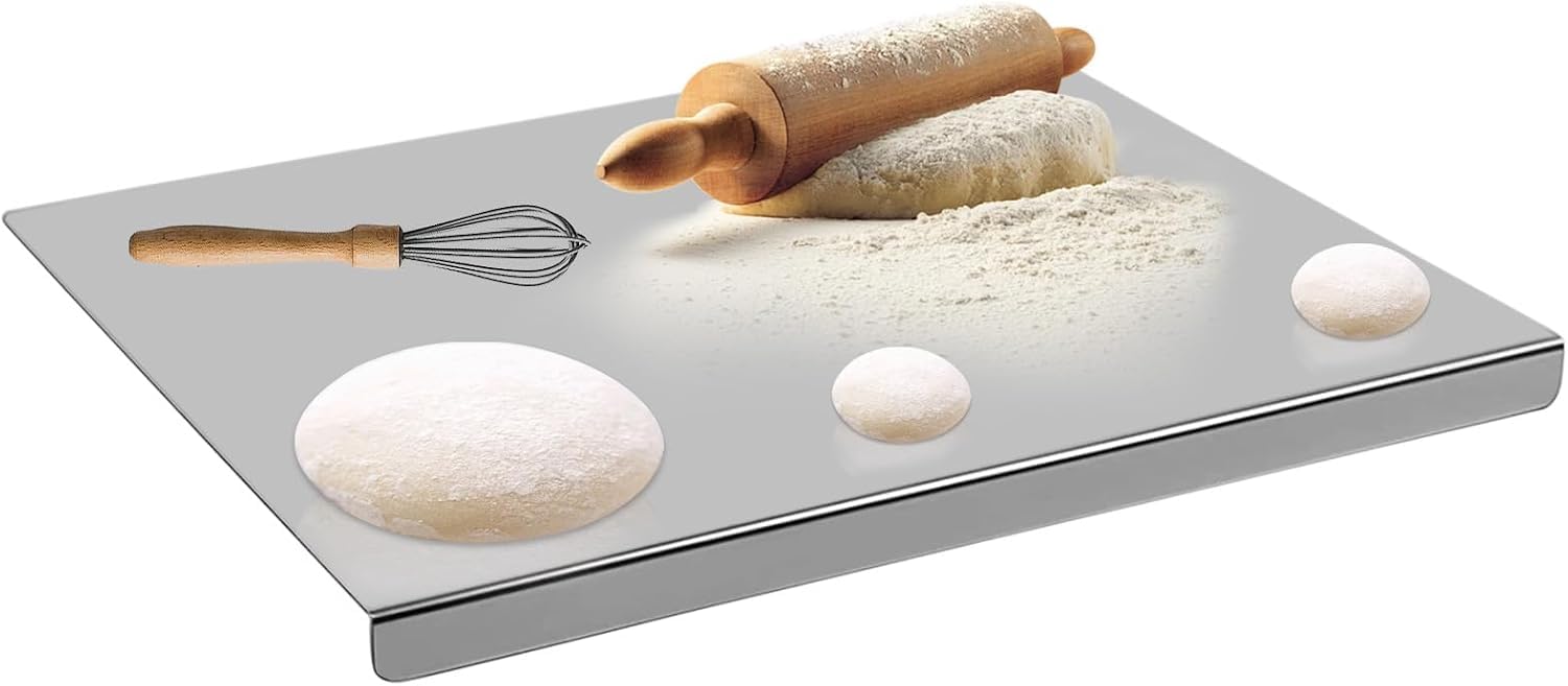 304 Stainless Steel Cutting Board(40x30cm), Chopping Board Heavy Duty for Meat Cheese Vegetable Fruit Baking Pastry, Chopping Board with Rounded Edges, Can Protect The Tabletop