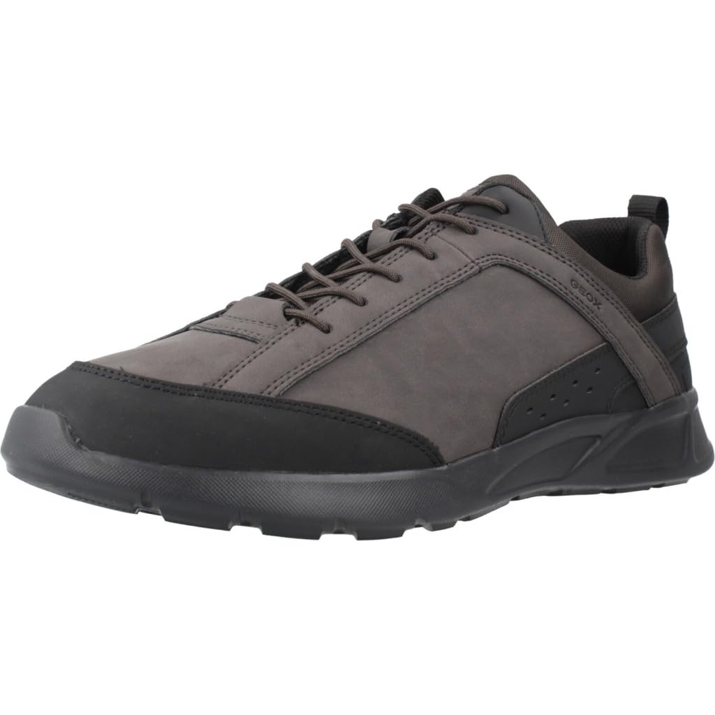 Geox Men's U Sanzio C Trainers, Dk Coffee Black, 8 UK