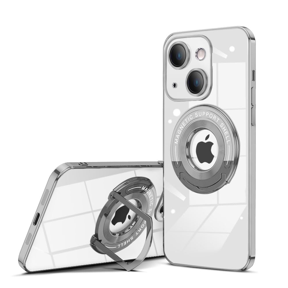 Coque iPhone 14 compatible MagSafe anti-choc avec support caméra argenté QLTYPRI - 8