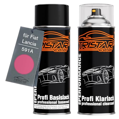 TRISTARcolor Peinture voiture Kit bombes de peinture pour Fiat/Lancia 591A Barbie Rosa Peinture de base vernis clair aérosol 400 ml