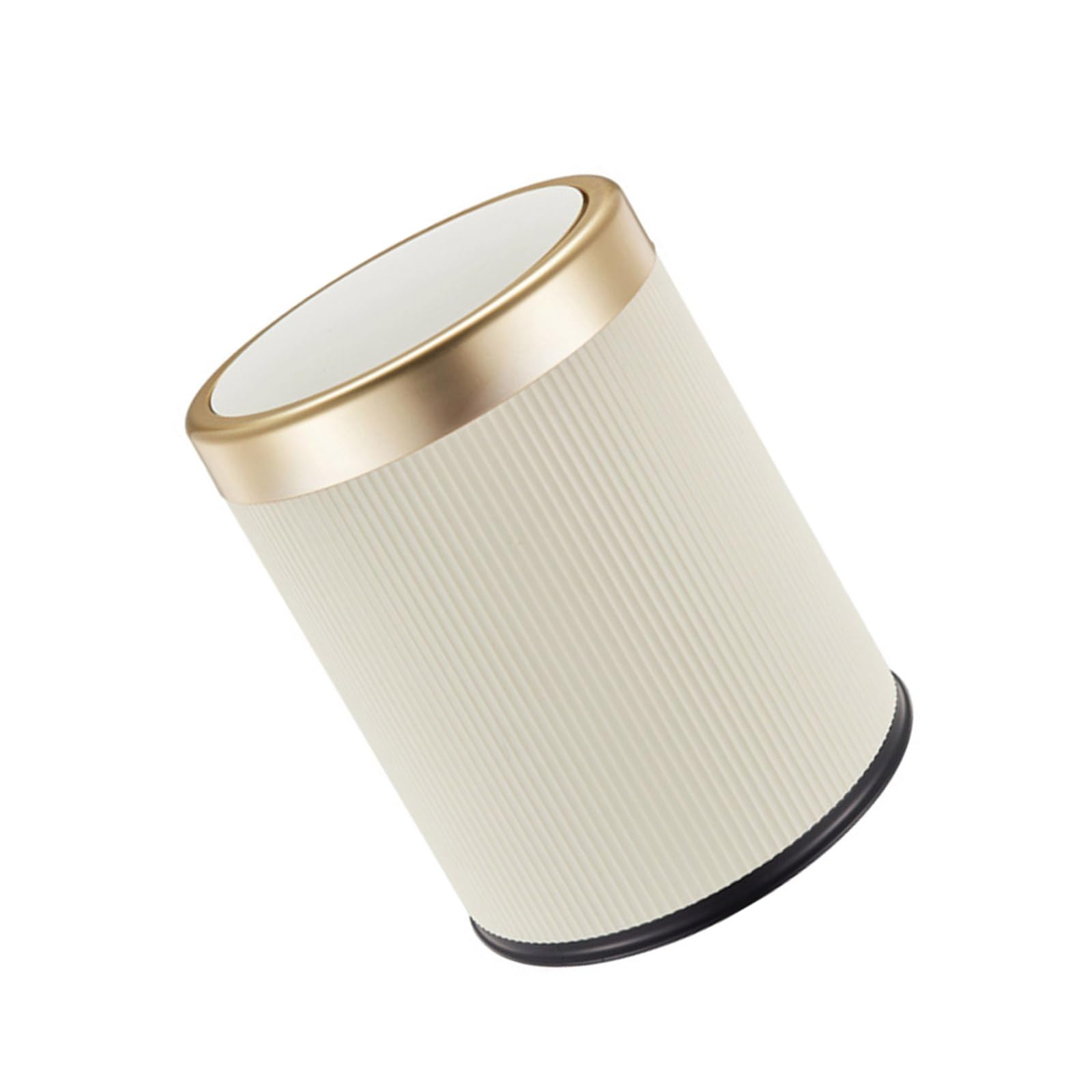 Kalttoy Cream Color Round Waste Bin For Home Use, Press Trash Can With Lid Durability Wastbasket Garbage Container Garbage Bin