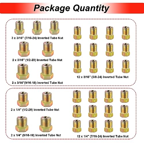 image for Tnisesm 35 PCS Threads Brake Line Fittings Assortment kits for 3/16