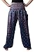 B BANGKOK PANTS Harem Pants Women Boho Clothes with Pockets (Blue Peacock, One Size)