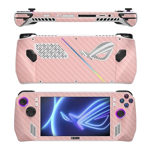 Image of MightySkins Carbon Fiber Skin Compatible with Asus ROG Ally - Solid Blush | Protective, Durable Textured Carbon Fiber Finish | Easy to Apply