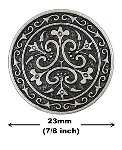 Bezelry 12 Pieces Celtic Flowers Metal Shank Buttons. 23Mm (7/8 Inch) (Antique Silver) #TOP1