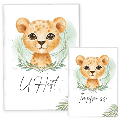 cozy racoon U-Heft- und Impfpasshülle ohne Personalisierung | 3- teiliges Set | Hochwertige Hülle für Untersuchungsheft und Impfpass Deines Kindes | Löwen Junge