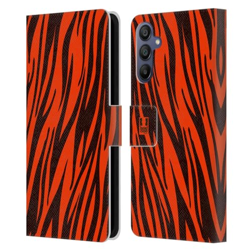 Funda Samsung Galaxy A15 de Cuero Soporte Integrado Diseños de Tigre Naranja