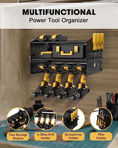 Power Tool Charging Station - 3 Layer Wall Mount Power Tool Organizer with Charging Station for Power Drill, 6AC Outlets, Great as Heavy Duty Tool Rack & Tool Holder for Garage Organization image 11